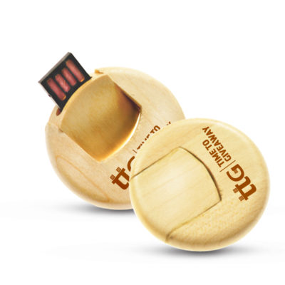 Time To Giveaway Wooden Round USB