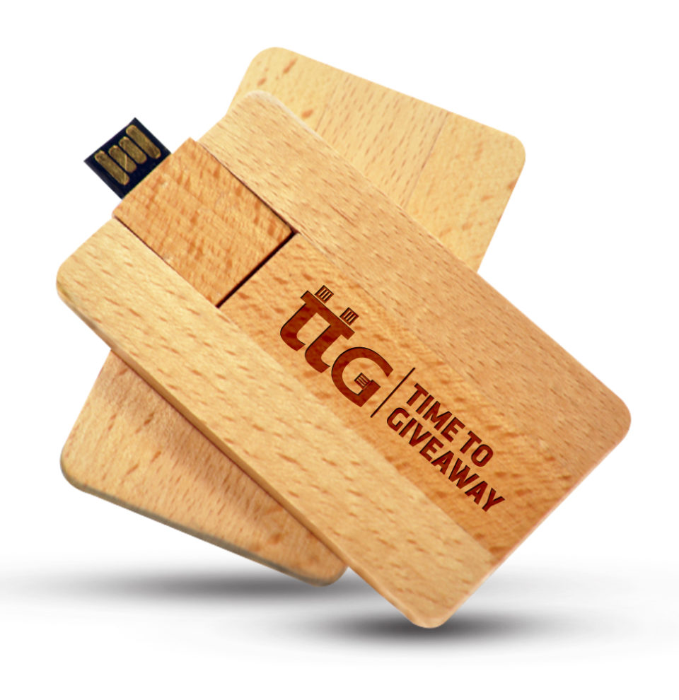 Time To Giveaway Wooden card usb