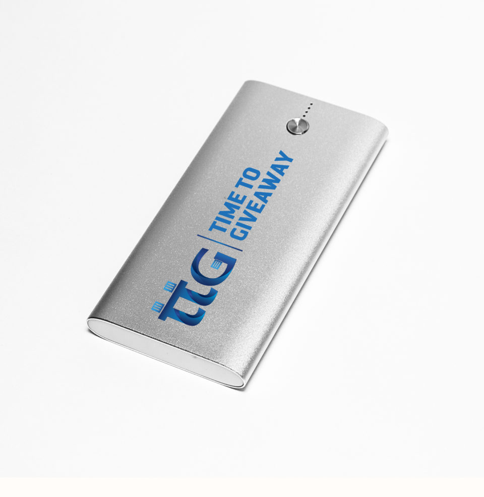 Time To Giveaway Silver 5000 Power Bank Front